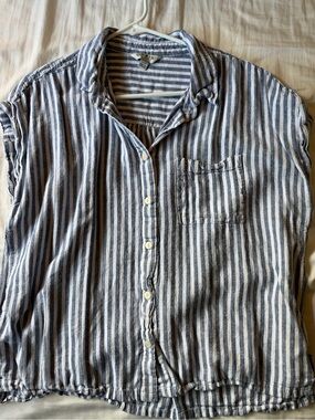 Orvis Women's Blue & White Striped Button-Up Shirt
